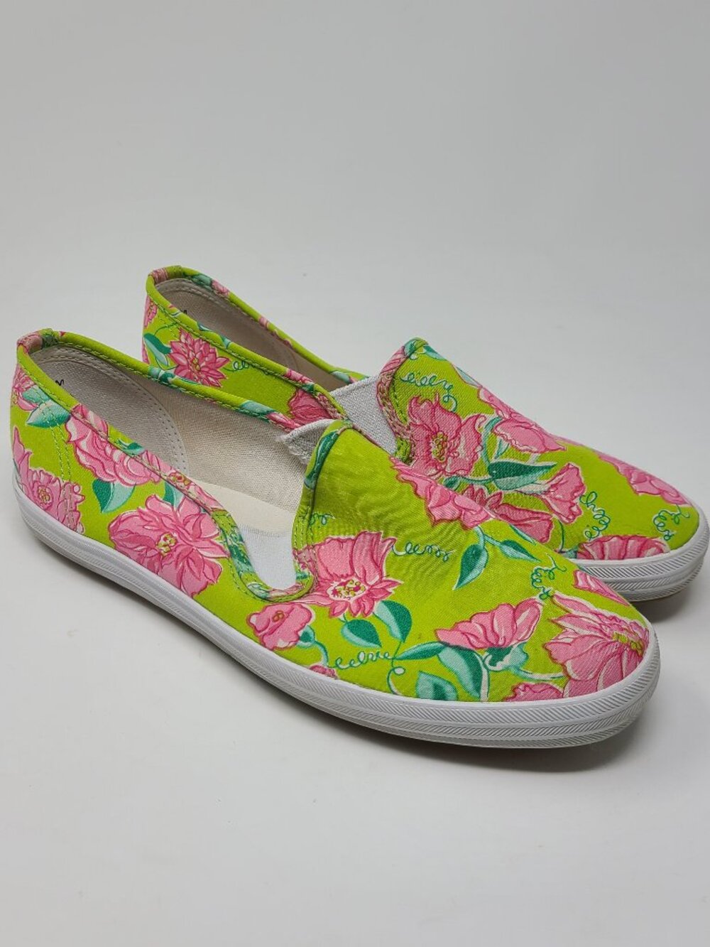 Lilly Pulitzer Keds Slip on Sneaker size 8 green pink floral
